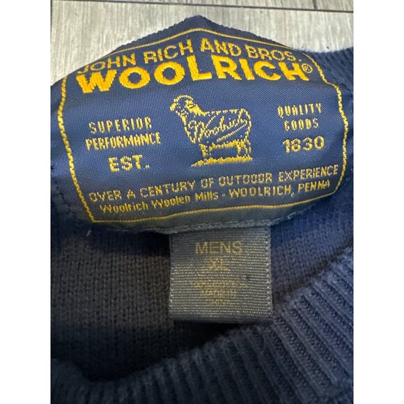 Woolrich Mens XL Navy Wool Sweater With White Stripe Accents - Picture 2 of 5